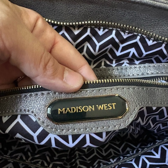 Madison West Boutique Leather Bag – Black & Metallic Gray - Picture 2 of 6